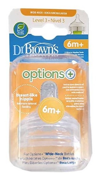 DR BROWN`S Biberón Boca Ancha PP Options+ Natural Flow Tetina Nivel 2 270 ml