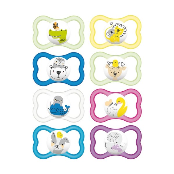  MAM Mini chupetes de aire (paquete de 2), chupete de piel  sensible MAM de 0 a 6 meses, el mejor chupete para bebés amamantados,  chupetes unisex (los diseños pueden variar) : Bebés