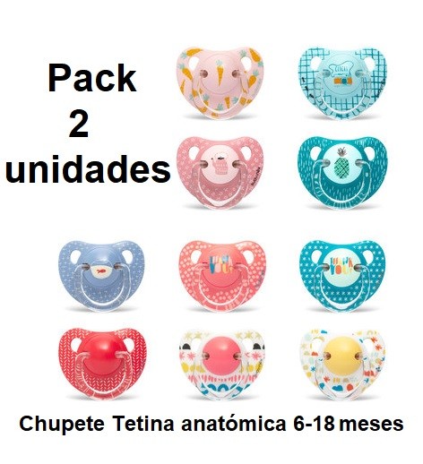 SUAVINEX Chupete Silicona Noche Tetina Anatómica 0- 6 Meses 2 Unidades