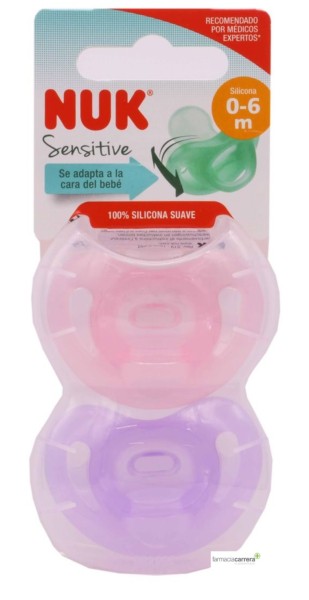 NUK CHUPETE SILICONA SENSITIVE 0-6 M 2 UNIDADES