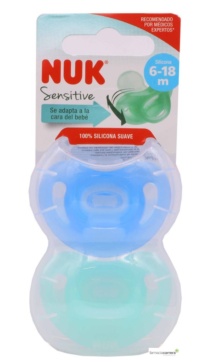 Nuk Sensitive Chupete Silicona 0-6 Meses Azul Verde 2uds