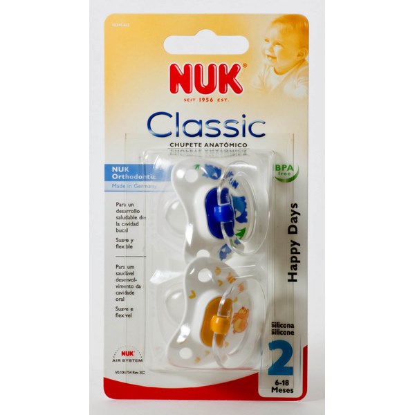 Nuk Chupete Silicona Happy Days 18-36 meses Classic 2Unidades